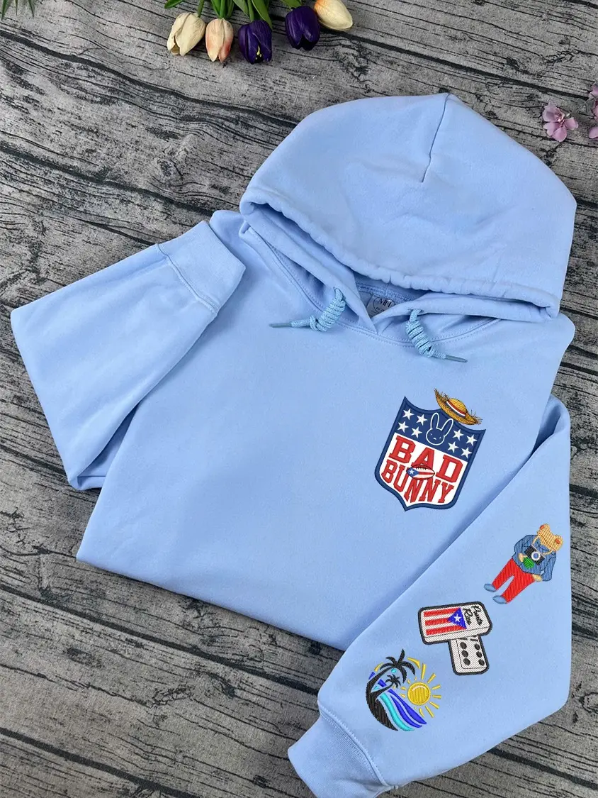 Puerto Rico Sweatshirt/Hoodie/Tshirt, Custom Country Embroidered Sweater, Cozy Unisex Crewneck Shirt, Patriotic Embroidery Shirt