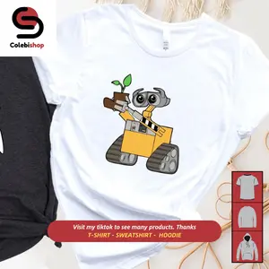 Wall-E and Eve Cute T-Shirt for Women, All Seasons, Short Sleeve, Crew Neck