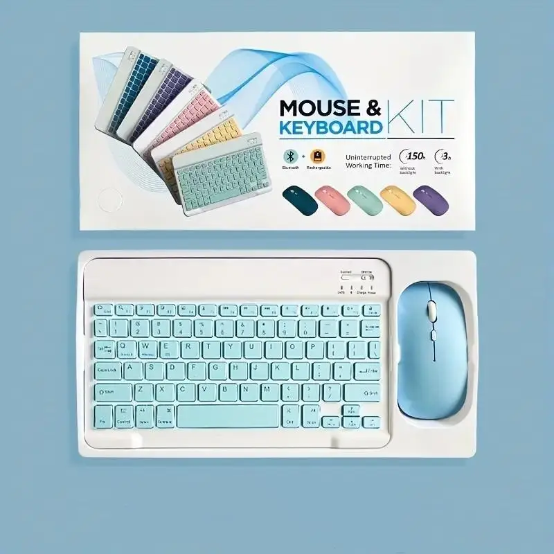 Wireless Keyboard & Mouse Set, Portable Keyboard with Mouse, Rechargeable Keyboard & Mouse Set for iPad, Tablet, Laptop, Office Keyboard