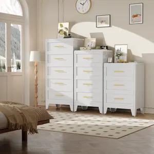 2/3/4/5 Drawers Metal Dresser for Bedroom, Storage Organizer with Metal Handles, Chest of Drawers for Closet, Stable Steel Frame