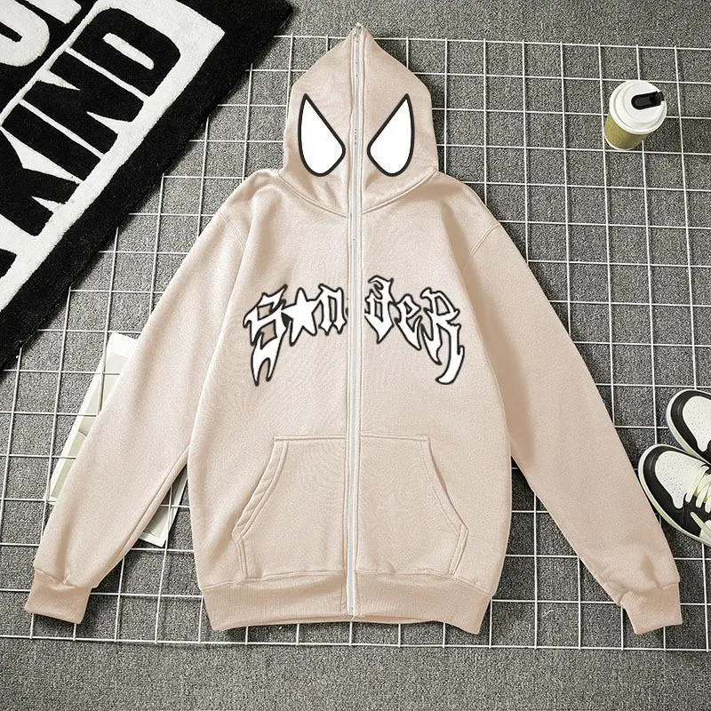 2026 New Y2K Halloween Spider Hooded Zip-Up Sweatshirt, Couples’ Style, New York Fashion Casual