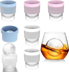 6-Pack 2.4" Large Ice Ball Molds,Round Ball ice Cube Mold,Stackable Easy Release Ice, Cube tray,Silicone Freezer,for Whiskey Cocktails Juice Beverages Bourbon