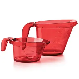 Microwave Micro Pitcher Set 2-Piece  1-Cup & 2-Cup  Transparent  Mess-Free & Full Spout U.S. & Metric Measurements Dishwasher Safe