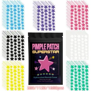 Colorful Star-Shaped Hydrogel Patches, Soft Non-Irritating, Daily Facial Use, Long-Lasting Adhesive, Personal Care, 280/1120/1680 Pcs