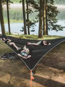 Outdoor triangular hammock with mosquito net, portable camping tent, aerial tree bed, leisure net bed, cross-border bestseller