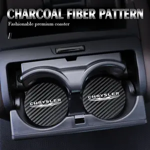 2Pcs Car coaster water anti slip pad silicone waterproof interior accessories Car Decorations For Chrysler 300c 200 Pacifica Phev Voyager Sebring Aspen PT Cruiser Airflow Crossfire Concorde Car Interior Accessory