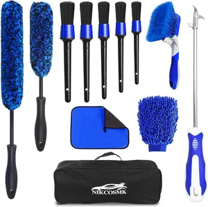12 PCS Wheel Brush Kit for Car Detailing, Rim and Tire Cleaning Brush Set, Bendable Wheel Cleaner Brushes for Wheels and Rims