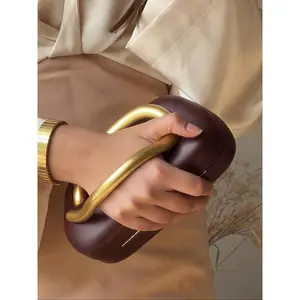 Women's Fashionable Solid Color Evening Bag Elegant PU Leather Clutch for Party Wedding Birthday & Evening Events Trendy All-Match Gift Handbag in Burgundy Aged Calfskin