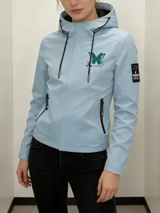 Women's Hooded Windbreaker Jacket Casual Outerwear Pink Butterfly Print Outdoor Windproof Jacket Multi-Color Options Stand Collar Loose All-Season Warm Wind Coat Ideal for Daily Commute Hiking Climbing Wear Soft Comfortable Breathable Machine Washable