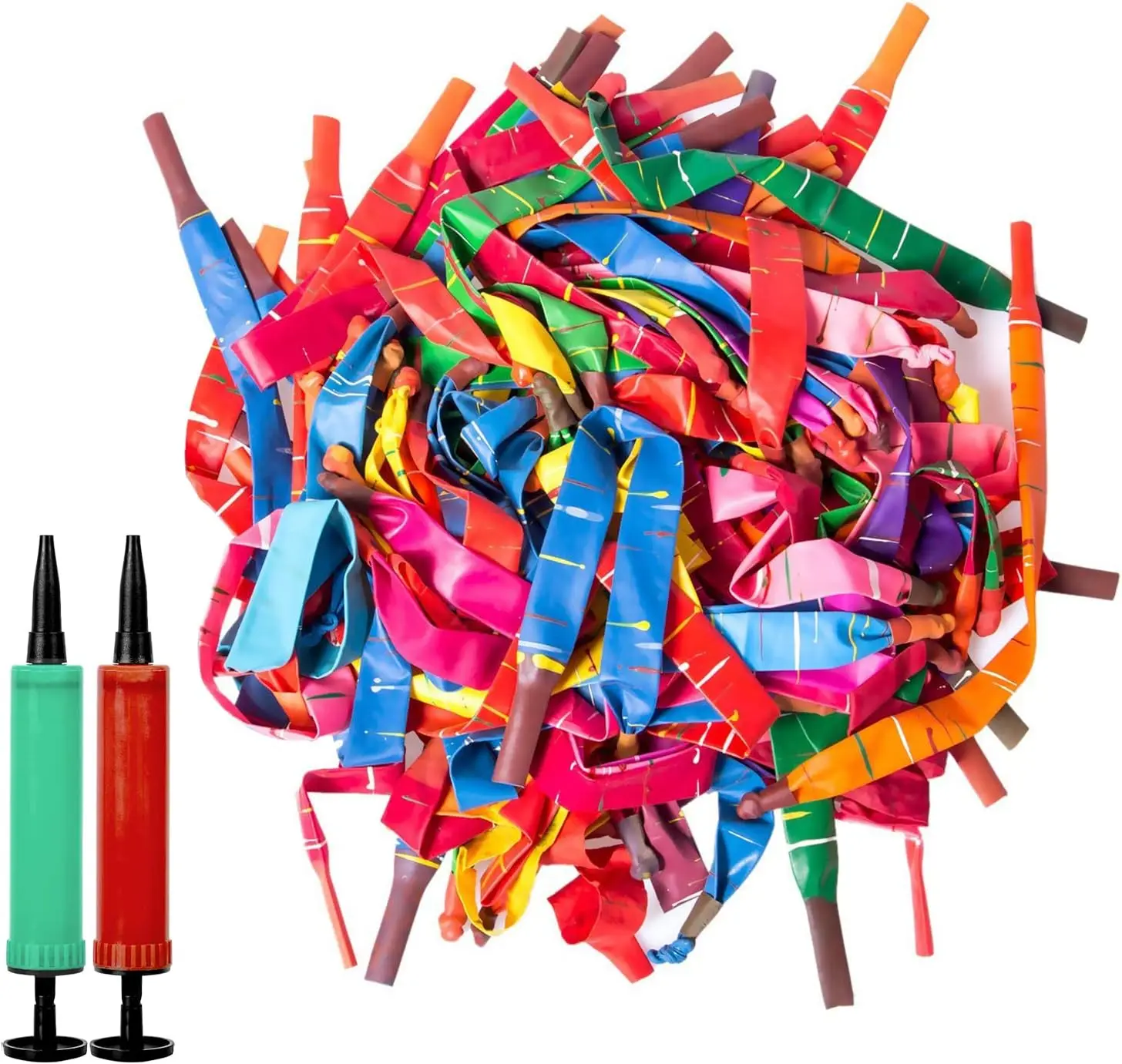 100pcs Rubber Giant Colorful Rocket Balloons with 1 Air Pump, Festive & Party Supplies for Home Party Decorations