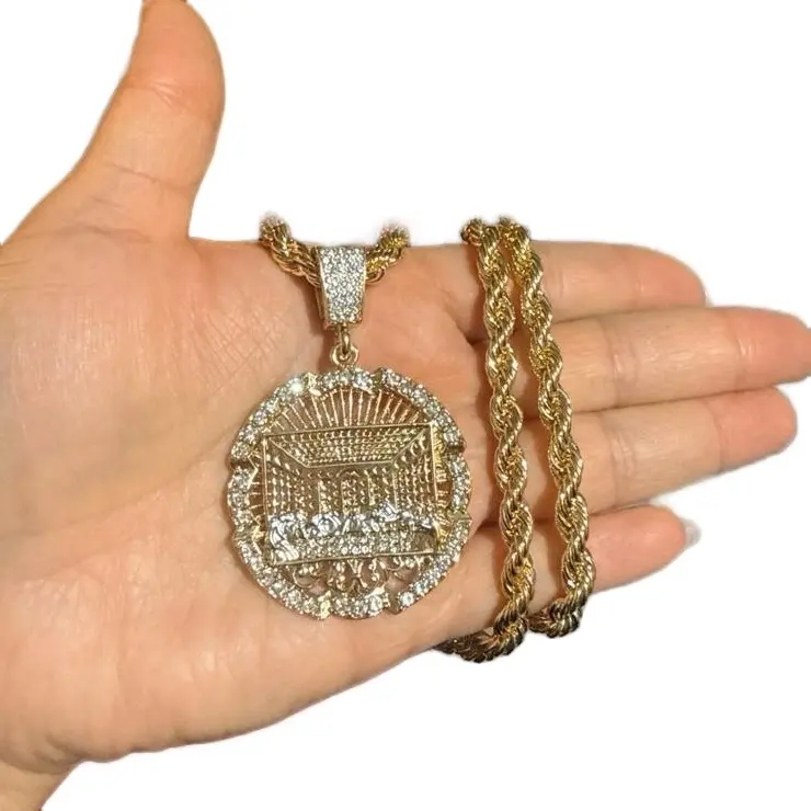 LAST SUPPER Gold Plated Rope Chain with Detailed Last Supper Pendant for Men and Women Gold Initial Necklace Fashion Necklace 24”