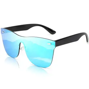FEISEDY Oversized Mirrored Frameless Lens One Piece Sunglasses for Women Men B2647