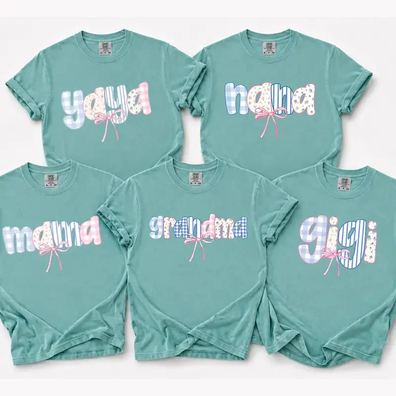 Custom Comfort Colors Auntie Gigi Nana Grandma Shirt, Personalized Floral Bow T-Shirt, Custom Family Names Tee, Coquette Aesthetic Gift for Mom, Nana Mimi Grammy Shirt, Mother’s Day Gift | GHINI