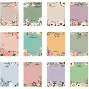 Inspirational Bible Verse Sticky Notes Set, 6/12pcs Floral Pattern Self-Adhesive Memo Pads, Christian Faith Gifts for Women, Teachers, Nurses, Adhesive Stickers