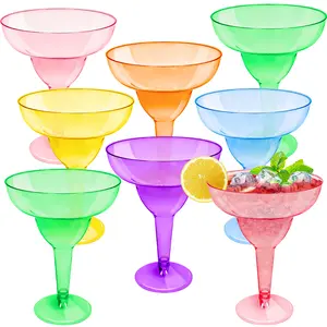 TURNMEON 30 Pack Plastic Margarita Glasses 12 oz Disposable Neon Cocktail Cups for Cinco de Mayo Decorations Mexican Fiesta Party Decorations Fun Taco Tuesday Mexican Theme Party Supplies, Perfect For Summer Party Wine, Drinks, Appetizers, Desserts