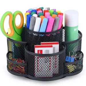 Office Desk Pen Holder, 360 Degree Rotating Pencil Stand, Desktop Water Cup Rack, Table Storage Organizer & Accessories