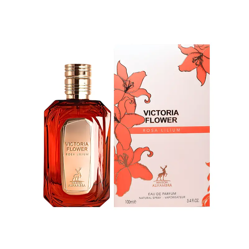 Lattafa Maison Alhambra Victoria Flower Rosa Lilium Eau de Parfum (Edp) Spray - 3.4 fl oz Floral Chypre Perfume for Women, Adults, with Vibrant Rose, Floral Rose Notes, Sweet Scent, Feminine Energy, 36 Months Shelf Life, Liquid Beauty & Personal Care Item