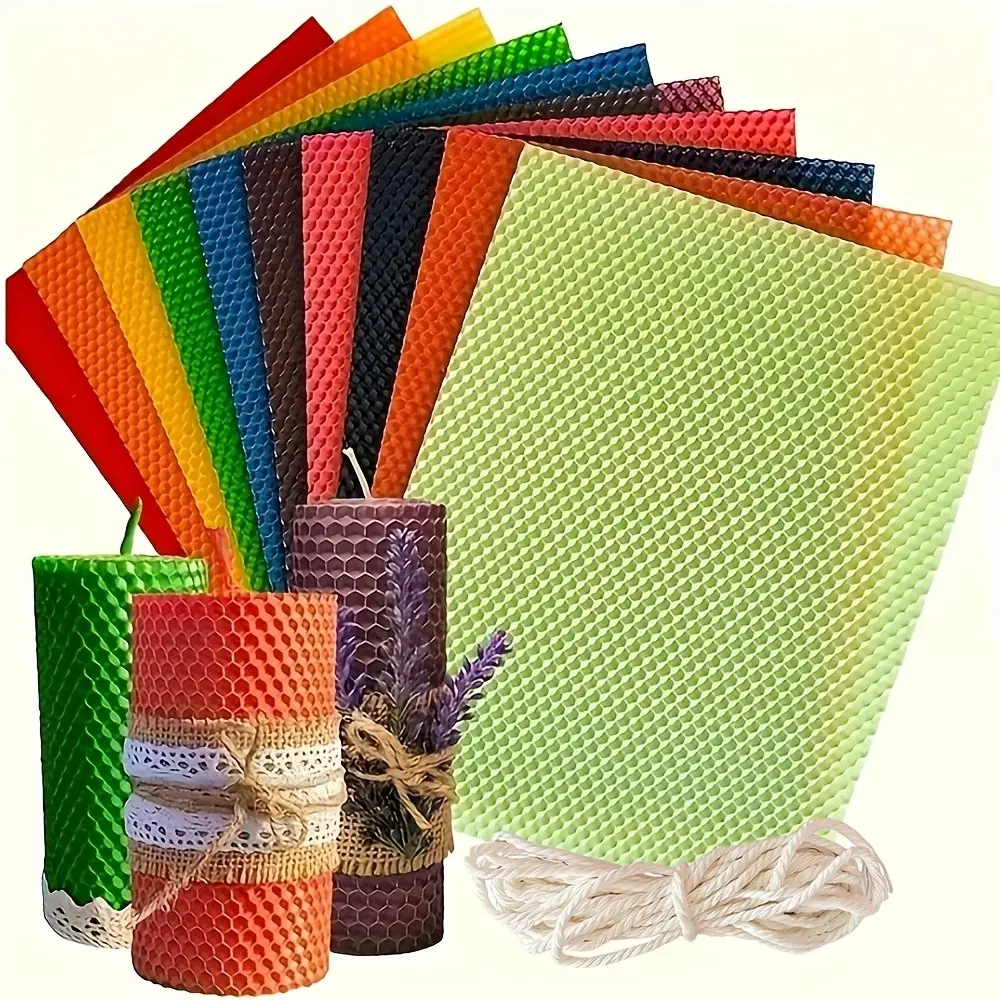 12 color 8-inch honeycomb wax sheet, paired with a 12 piece beeswax candle making kit, Candle Making Supplies, used for DIY aromatherapy candles, home decor and gifts, as well as a complete DIY product for aromatherapy candles and crafts Wax Set
