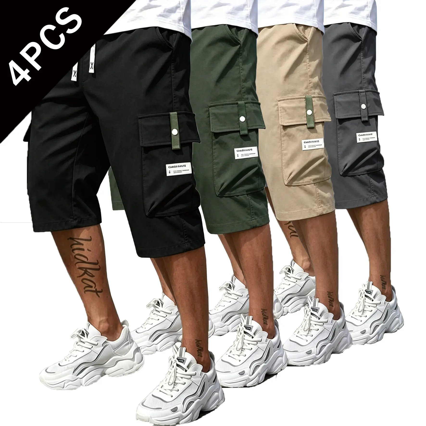Men's Fashion Tactical Cargo Shorts (1-4 Pack), Lightweight Breathable & Loose Fit Activewear with Multiple Pockets for Athletic, Camping & Hiking, Sportswear, Biking, Men's Shorts, Outdoor, Drawstring
