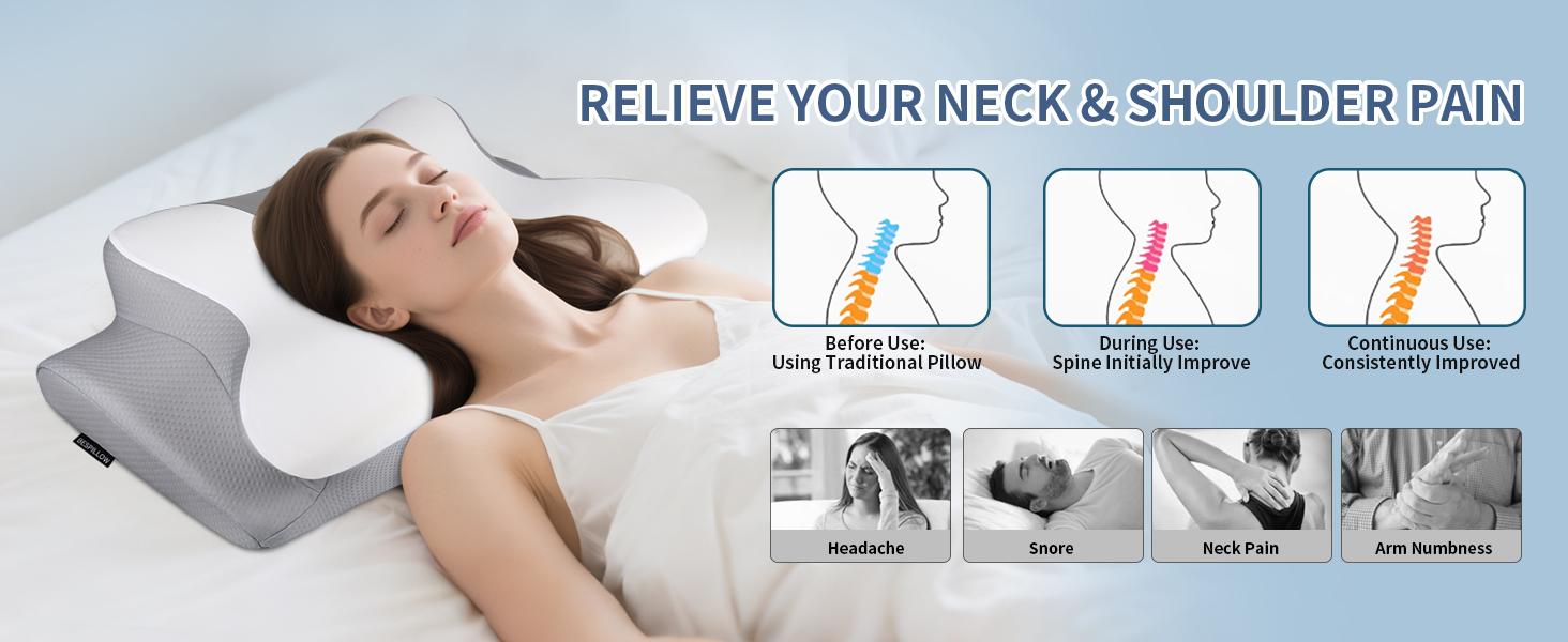 Cervical Neck Pillow for Pain Relief - Ergonomic Pillow Side Sleeper Pillow for Sleeping, Orthopedic Bed Pillow Neck Support Pillow, Contour Memory Foam Pillows for Side Back Stomach Sleepers Cervical Neck Pillow for Pain Relief - Ergonomic Pillow Side Sleeper Pillow for Sleeping, Orthopedic Bed Pillow Neck Support Pillow, Contour Memory Foam Pillows for Side Back Stomach Sleepers