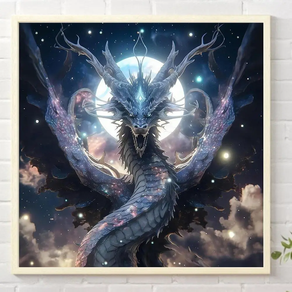 Dragon Pattern DIY Diamond Arts Painting Without Frame, DIY 5D Diamond Arts Painting Kit, Wall Art Decor For Home Living Room Bedroom