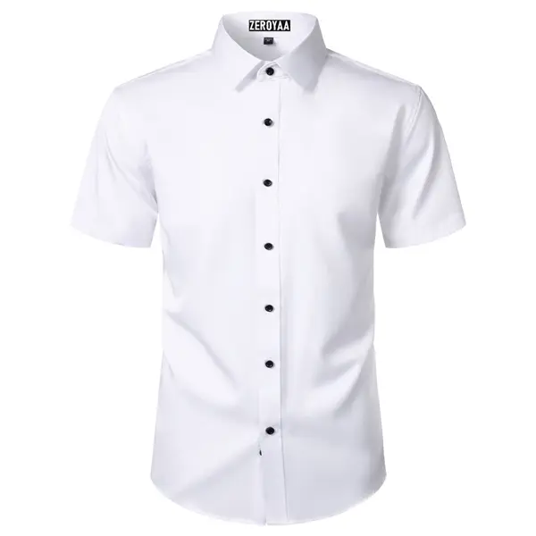 ZEROYAA Men's Short Sleeve Dress Shirt Casual Wrinkle Free Stretch Modern Slim Fit Button Down Shirts Formal Classic Fabric Top,back to school,back to school shopping