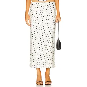 Runaway The Label Karlita Midi Skirt in White Polka