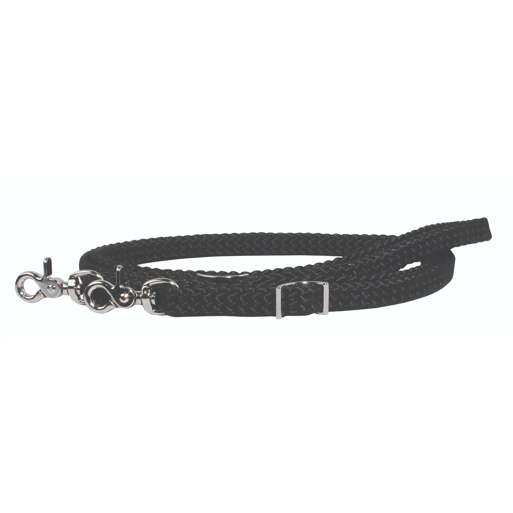 Professional's Choice Braided Roping Reins - 5/8" x 8' Polypropylene with Nickel Snaps, Made in USA Black