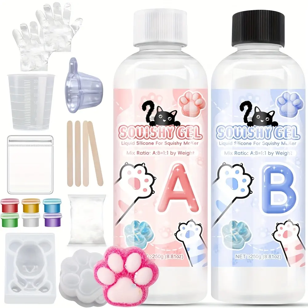 Taba 1:1 AB Liquid Silicone Rubber Kit (500G/200G) - Squishy Creation Set with Instructions, Ultra-Soft Toy Making Supplies for Craft Projects (Office & Art Stationery)