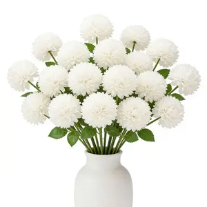 [Mother‘s Day Gift] Floweroyal 12pcs Artificial Chrysanthemum Ball Flowers Silk Hydrangea Bridal Wedding Bouquet for Home Garden Party Office Coffee House Decoration,Bridal Wedding Bouquet (Cream White) ﻿ tiktokshopspringglowup,summervibes