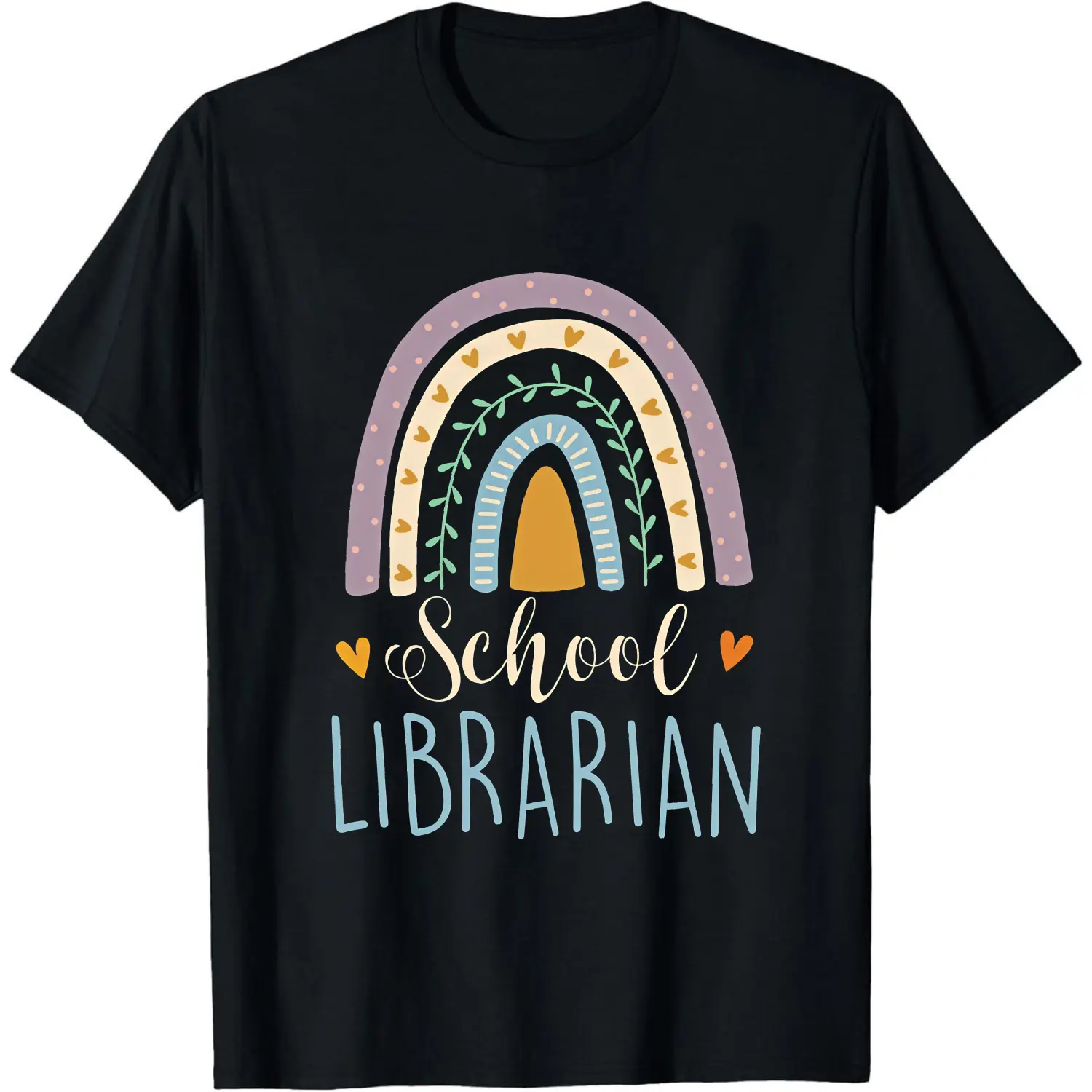 100% Cotton Rainbow School Librarian Design T-Shirt Women Men Unisex Clothing Streetwear