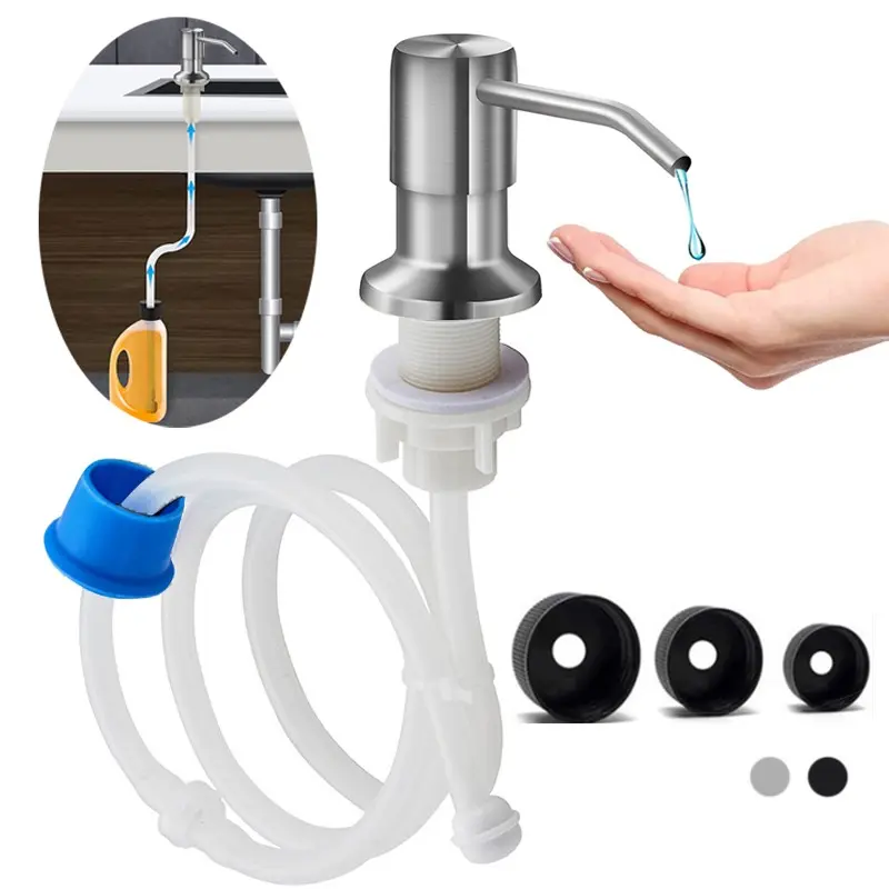 Stainless Steel Soap Dispenser Extension Tube Kit, Kitchen Sink Liquid Soap Dispenser, Bathroom Hand Press Pump, Lotion Dispenser With Pump, for Lotion & Detergent, Set