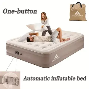 Self-Inflating Queen Mattress - Indoor/Outdoor Bed for Home, Camping, Travel, Beach. Easy Setup, w/Repair Kit & Storage Bag. Adult-Comfy, Ideal for Parties & Hiking. Durable, Portable, 4-Season. Car Bed, Inflatable Mattress (w/Pump)