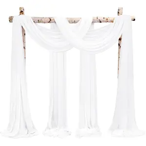 Wedding Arch Draping,4 Panels 28" x18ft Cream White Wedding Arch Drapes for Sheer Chiffon Drapes Arbor Drapery Decorations for Reception Party