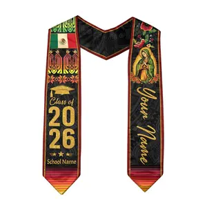 Mexican Flag Graduation Stole Custom Name and School Colors, Class of 2026 Cultural Sash Gift, Unique Senior Keepsake for College Ceremony Outfit