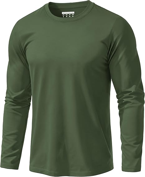 EKLENTSON Men's Cotton Crewneck T-Shirts Long Sleeve Plain Tee Moisture Wicking Casual Tshirts Solid Color
