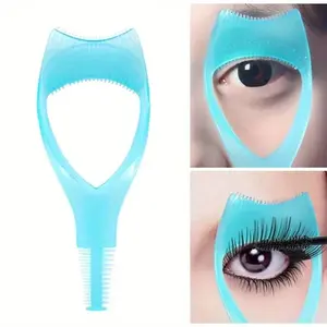 3 in 1 Mascara Applicator Template with Eyelash Curler Guard and Case, Eyeliner Holder, Eyelash Aid, Eyebrow Drawing Tool, Beauty Tool