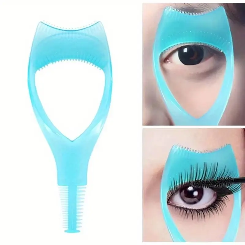 3 in 1 Mascara Applicator Template with Eyelash Curler Guard and Case, Eyeliner Holder, Eyelash Aid, Eyebrow Drawing Tool, Beauty Tool, Cosmetic Tools, Makeup Tool