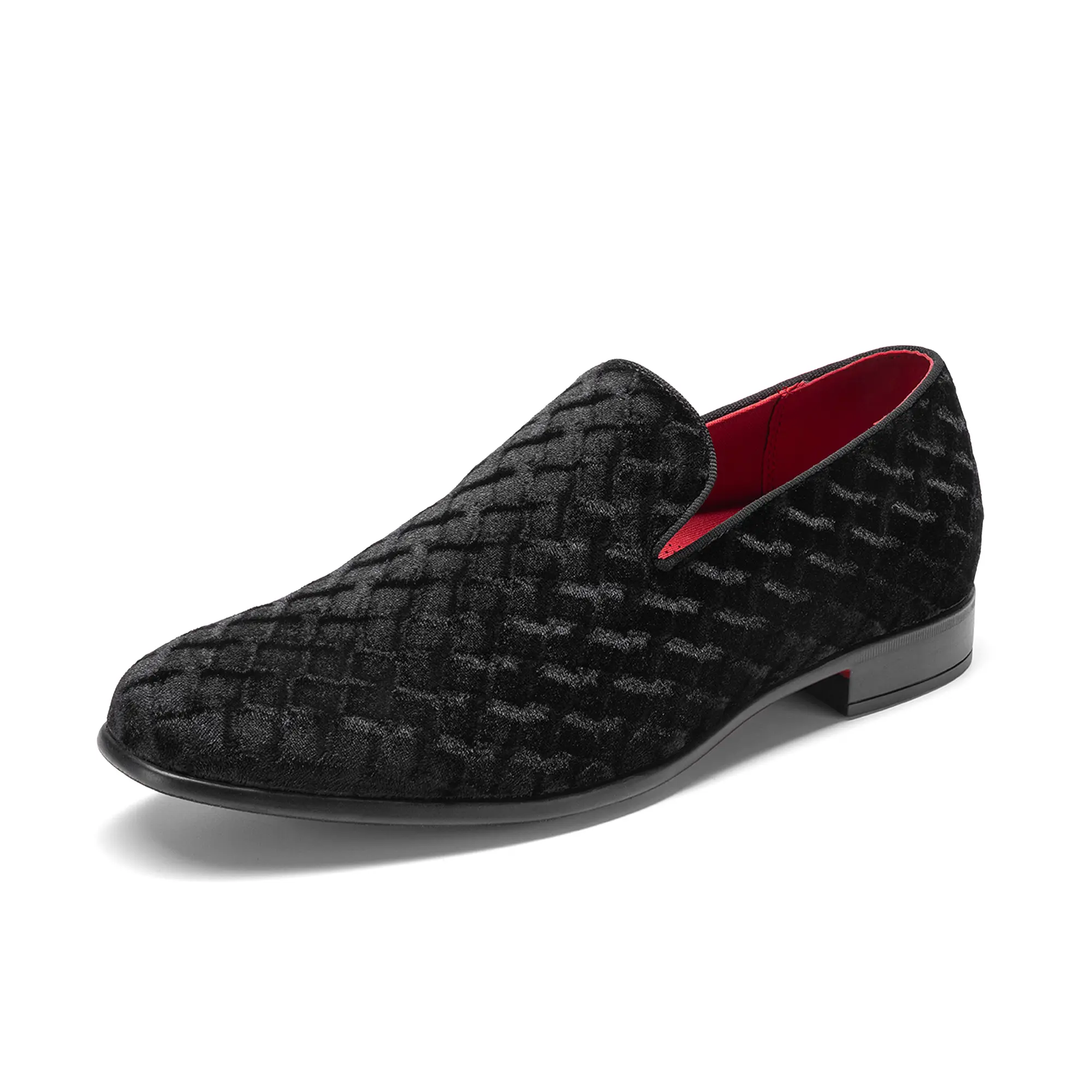 【BRUNO MARC Anniversary】 Men's Velvet Slip-On Loafer Flat Formal Shoes - Elegant Casual Burgundy Loafers, Wedding Ready Tuxedo Bridal Footwear for Party Events, Elegant Casual Shoes, Old Money Loafers tiktokshopbacktoschool