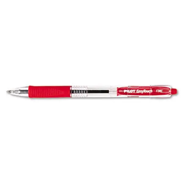 Pilot 32212 EasyTouch Retractable Ballpoint Pen - Red Quick-Dry Ink - Fine Tip - Ergonomic Form-Fitting Grip - No Cap to Lose - 12-Count, Office Stationery Writing Tool