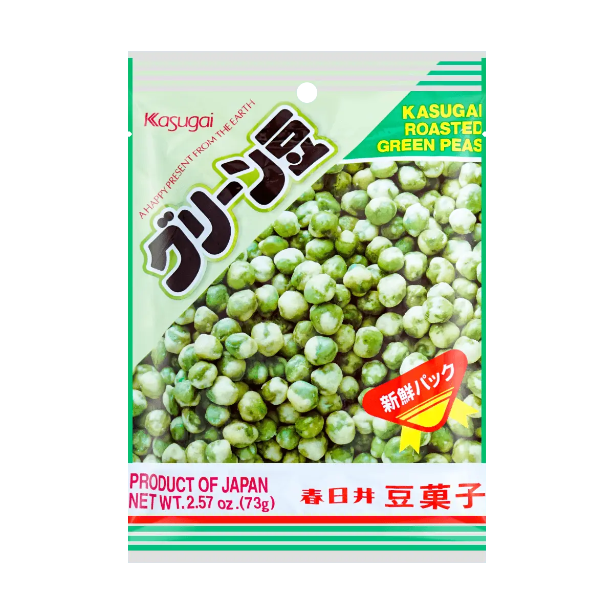 KASUGAI Crispy Green Pea Snacks -  Japanese Flavor, 73g Pack - Healthy and Delicious Vegetable Chips
