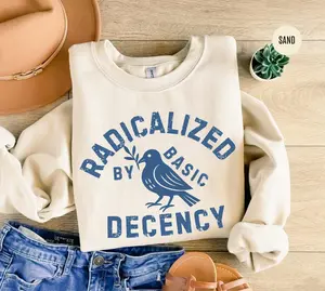 Radicalized By Basic Decency Sweatshirt, Political Protest Sweater Crewneck, Feminist Activist Gift, Liberal Clothing
