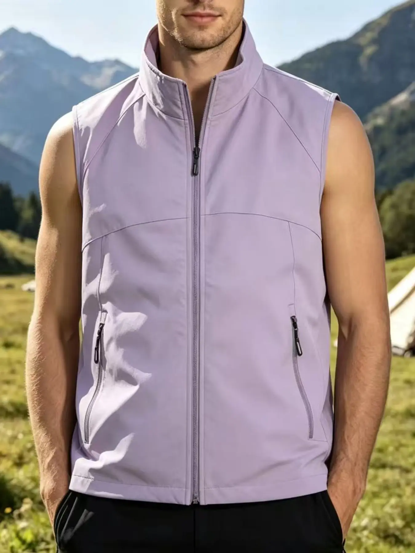 Spring Summer Outdoor Quick-Dry Men's Athletic Sport Vest Gilet Sleeveless Lightweight Jacket Activewear Sportswear, Sleeveless Sporty Design, Comfortable Breathable Design for Active Lifestyle, Lightweight Running Vest