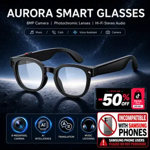 SightFlow Smart AI Camera Glasses, 8MP Photochromic UV-Protection Lenses, 160+ Languages Real-Time Translation, Bluetooth Audio, Hands-Free Photo & Video Capture, Button Touch Control, for Travel Outdoor Daily Use, Compatible with iOS & Android