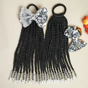 ponytail extension  braids with beads hair extensions Synthetic Beaded