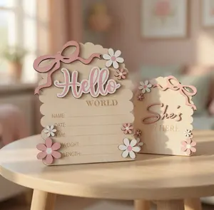 ROSY x Newborn Announcement Board, Double-Sided Hello World Sign