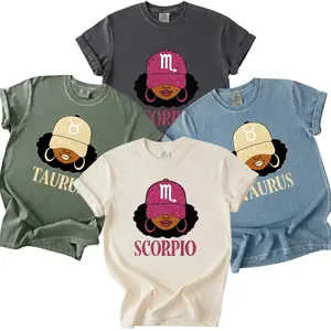 All 12 Zodiac Slay Girl T-Shirt – Black Girl Magic Astrology Graphic Tee for Scorpio, Taurus, Gemini, Virgo – Trendy Streetwear Zodiac Sign Shirt Birthday Gift  Womenswear