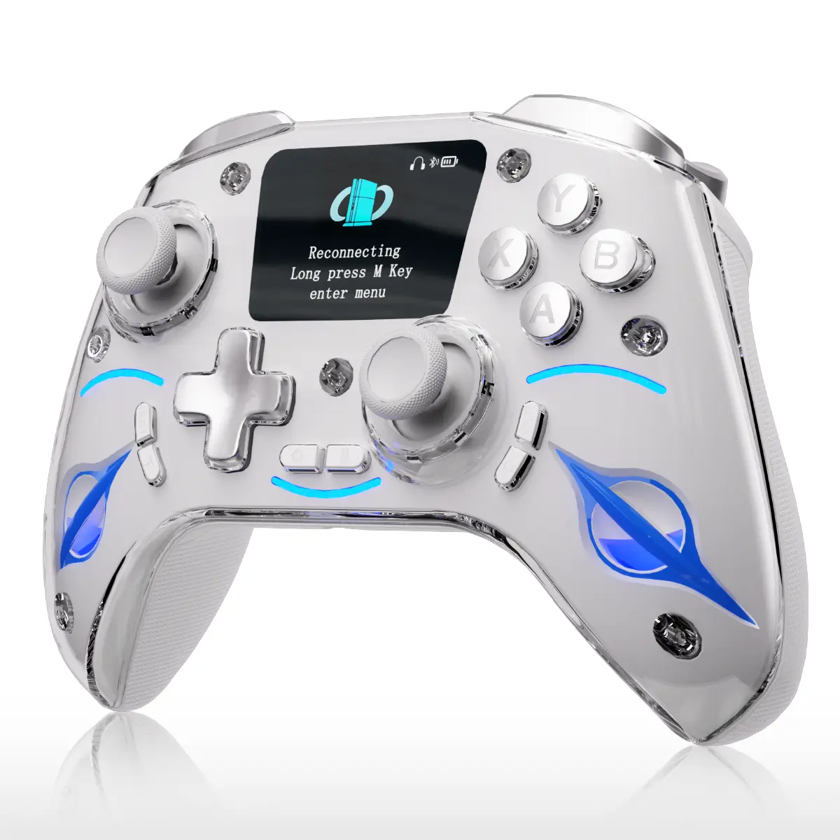 Wireless Smart Display Controller with Hall Effect Joysticks, Dual Switch Triggers & Macro Programming, Compatible with PC/Switch/PS4/Phone, OLED Screen, Turbo, RGB Backlight, 3.5mm Audio, Rechargeable