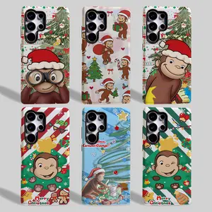 Curious George Christmas Collection Printed Phone Case for Samsung Galaxy S25/S24/S23/S22/S21/PLUS/FE/Ultra/NOTE20/A71/A56/A55/A54/A53/A52/A36/A35/A34/A26/A25 Shockproof Wireless Charging Thickened Phone cover Christmas gift Cellphone Smartphone