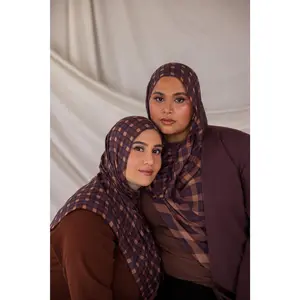 VELA Mixed Plaid Print Modal Hijab